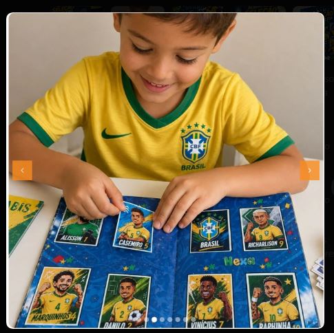 Criança usando material de figurinhas em atividade pedagógica